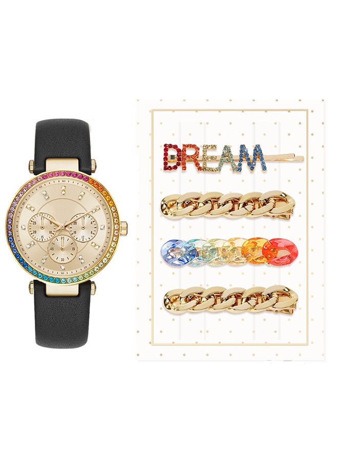 Jessica Carlyle - Ladies Casual Analog Watch & Hair Clip Set A1136G-42-A02 - Image 1