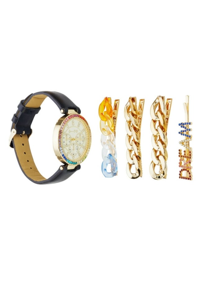 Jessica Carlyle - Ladies Casual Analog Watch & Hair Clip Set A1136G-42-A02 - Image 1