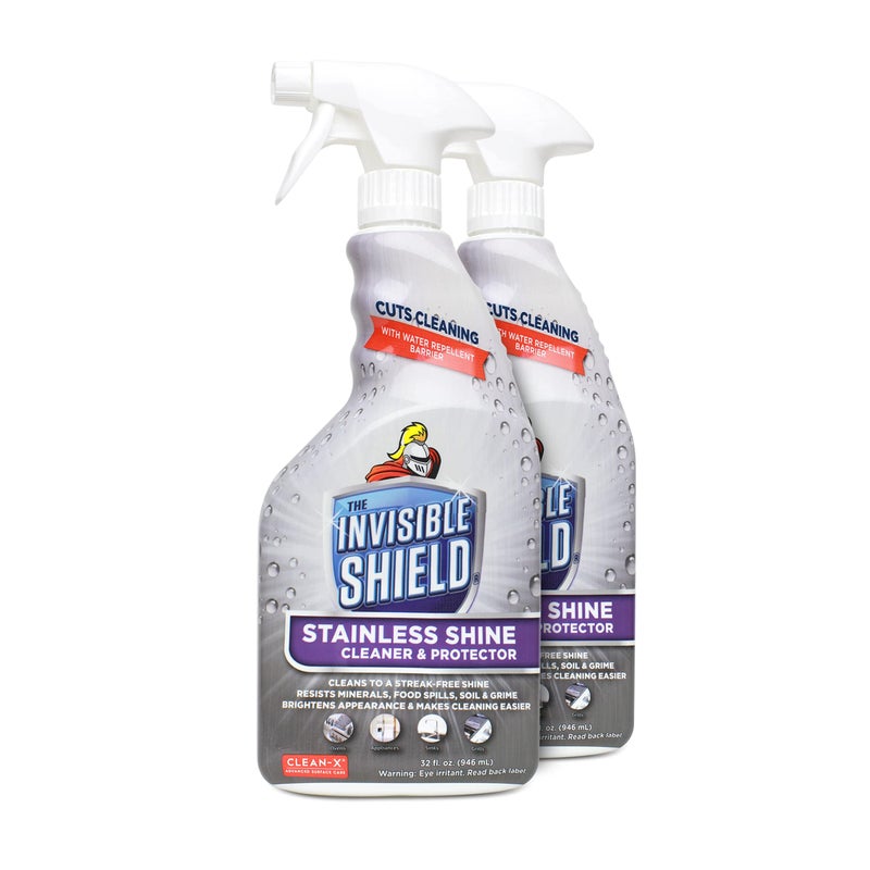 Invisible Shield Stainless Steel Cleaner & Protector with Hydrogen Peroxide - 32 fl. oz by UNELKO- Clean-X 2 pack - Image 1