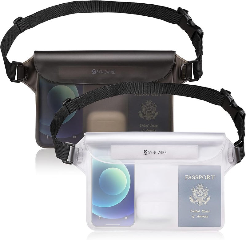 Syncwire Waterproof Pouch Bag with Adjustable Waist Strap (2 Pack) - IP68 Waterproof Waist Bag Screen Touchable Dry Bag with Adjustable Belt for Beach, Swimming, Boating, Fishing, Hiking, etc - Image 1