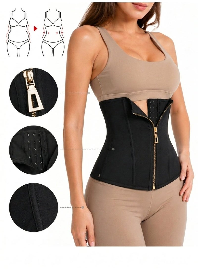 Super Model Waist Trainer for Daily Use, Hourglass Body Shaper with Double Mesh, Black Waist Slimming and Body Shaping for Urban Women - Image 1