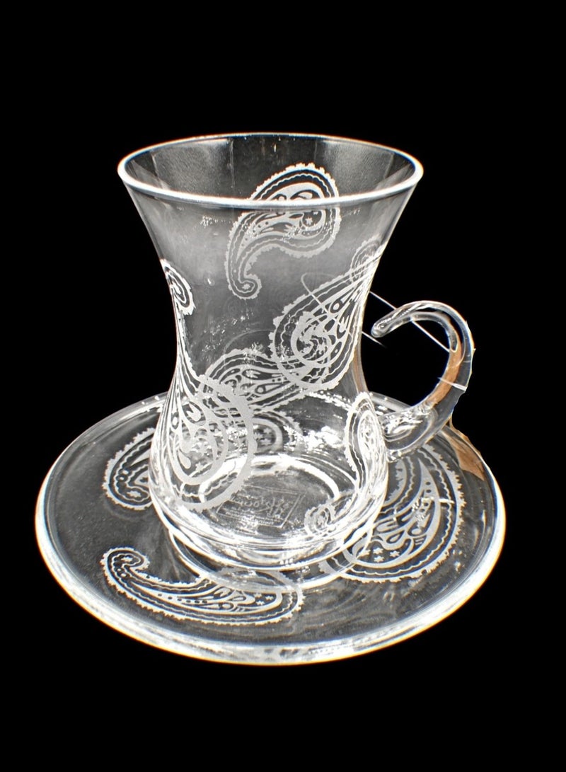 KuduArts Tea Cups With Saucer Glass Set 6 Pieces - Image 2
