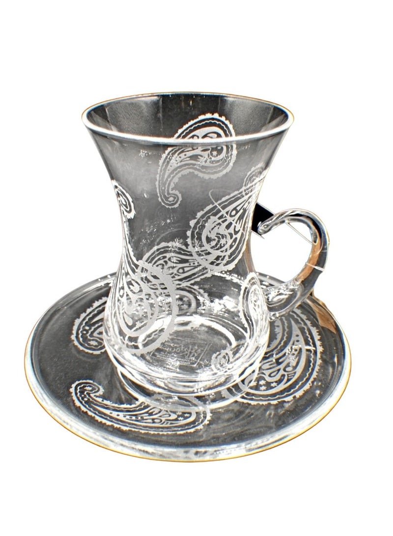 KuduArts Tea Cups With Saucer Glass Set 6 Pieces - Image 3