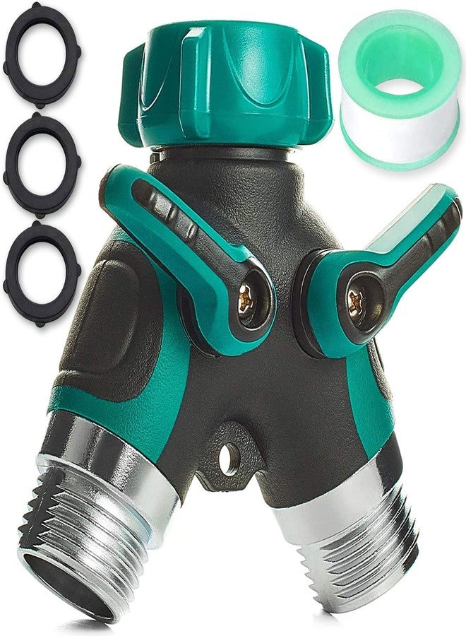 Trazon Garden Hose Splitter 2 Way Heavy Duty, Strong & Durable Garden Y Hose Splitter Connector Metal Body, Faucet Splitter, Hose Adapter, Water Tap Outdoor, Two Way Double Dual Hoses Splitter - Image 1
