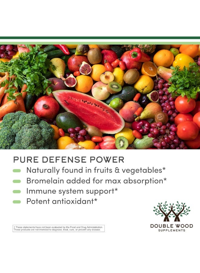 Double Wood Supplements Quercetin with Bromelain - 120 Capsules (1,200mg Servings) Immune Health Capsules - Supports Healthy Immune Functions in Men and Women (Vegan Safe, Third Party Tested, Gluten Free) by Double Wood - Image 4