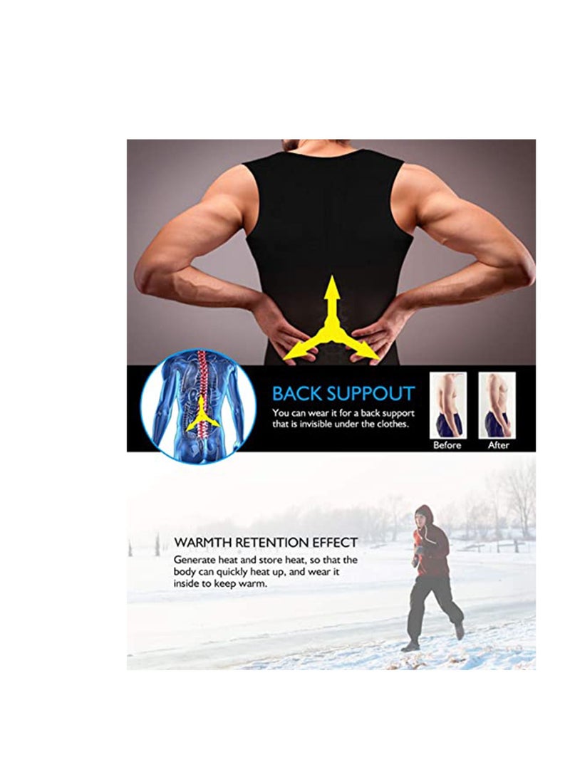 Sauna Heat Trapping Vest for Men, Weight Loss Suit, Shirt Workout Tank, Sweat Zipper Jacket, Body Shaper Short Sleeve, Waist Trainer XL - Image 4