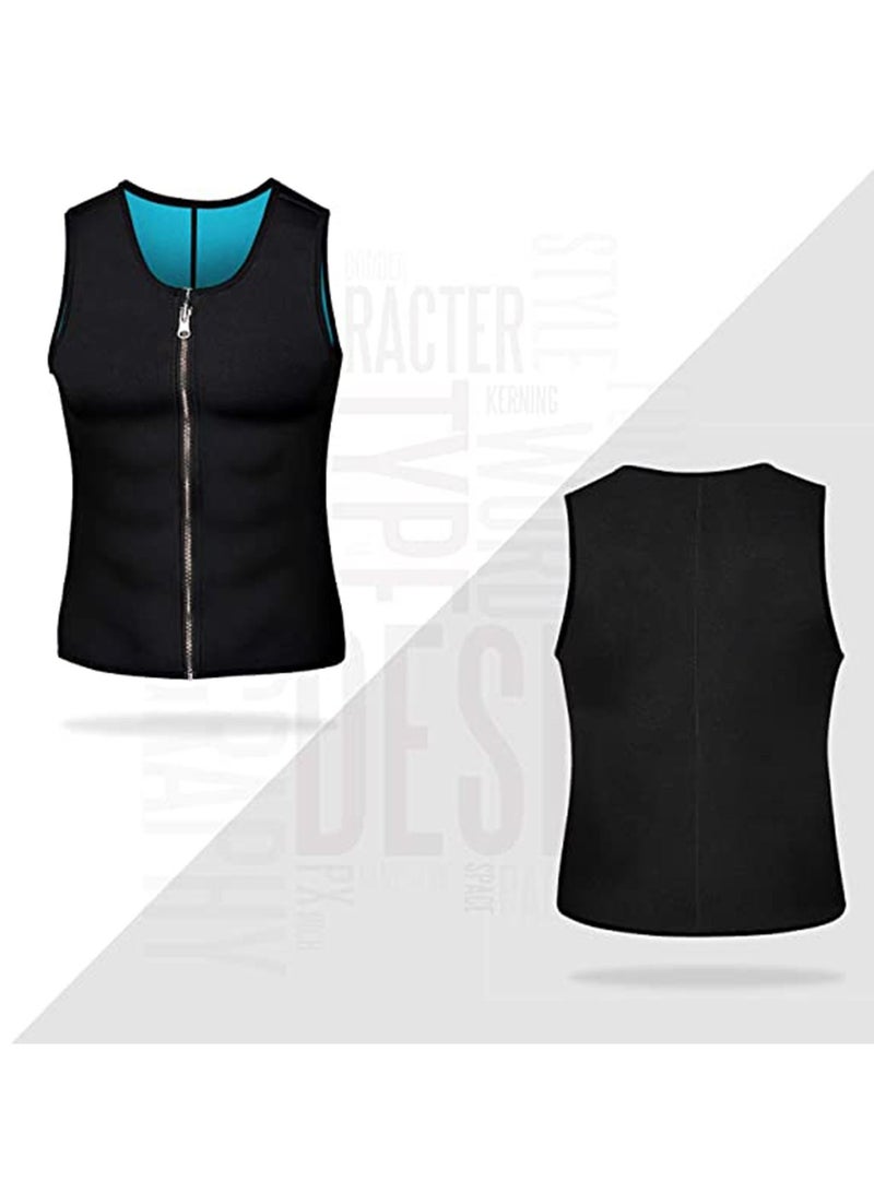 Sauna Heat Trapping Vest for Men, Weight Loss Suit, Shirt Workout Tank, Sweat Zipper Jacket, Body Shaper Short Sleeve, Waist Trainer XL - Image 2