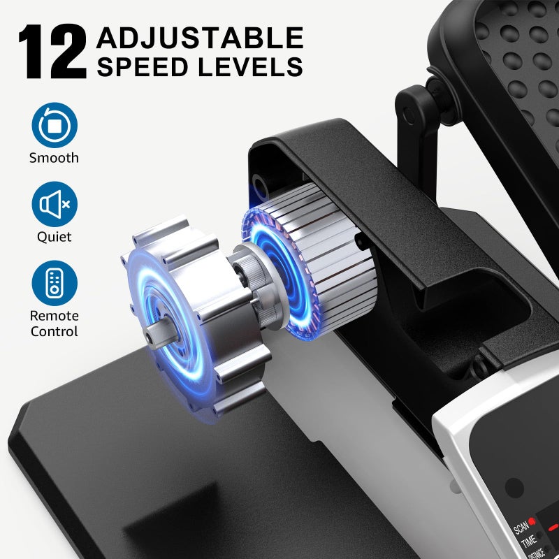 VIVURN-018 Under Desk Elliptical 12 Speed 5 Modes Mini Motorized Leg Exerciser While Sitting for Seniors As Seen on TV with Non-Slip Mat Quiet & Portable Electric Pedal Exerciser for Home and Office - Image 3
