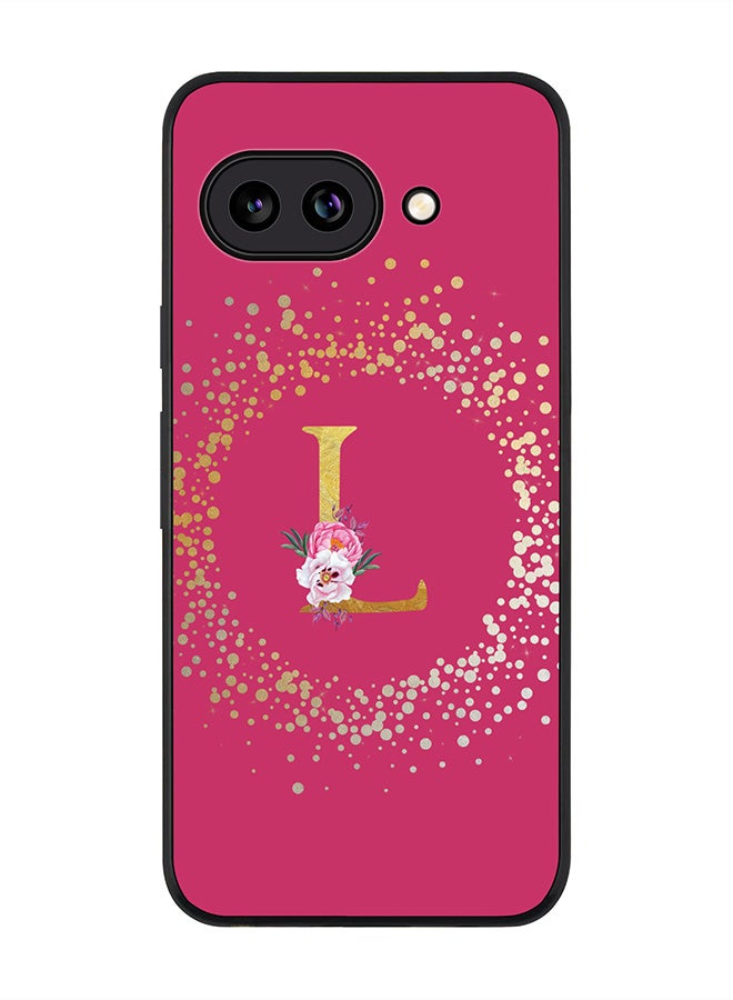 For Google Pixel 9a Case,Slim fit Camera Protection, Shockproof Thin Phone cover  - Custom Monogram Floral - L ( Deep Pink )