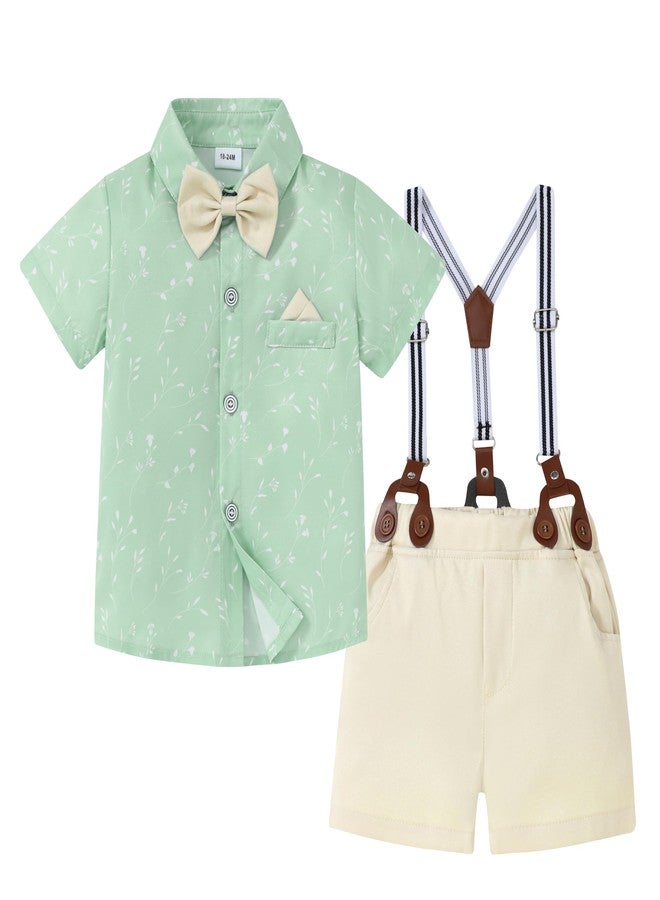 nilikastta Toddler Boy Outfits - Boys Summer Formal Short Shirt/Bowtie/Suspender 2-3T - Image 1