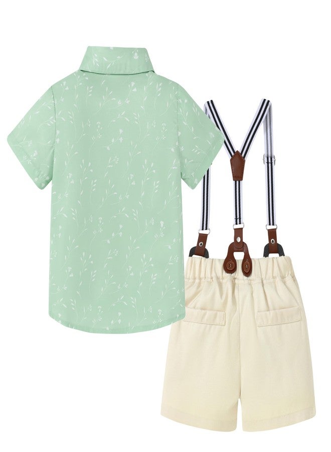 nilikastta Toddler Boy Outfits - Boys Summer Formal Short Shirt/Bowtie/Suspender 2-3T - Image 5
