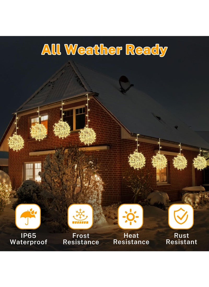 Generic Outdoor Balls Lights 4 Pack Hanging 7.9" LED Garden Sphere Tree Lights 8 Modes Waterproof Glow Globe Lights with Memory Timer Plug for Party Yard Porch Eave Patio Decoration-Warm White  - Image 5