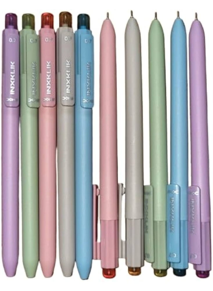 Doms INXKLIK 0.7mm Ballpen-Blue Ink-Pack Of 12| Smooth Click, Non-Fading LV Ink Technology, Textured Grip For Smooth & Long Writing, 5 Vibrant Body Colours - Image 2
