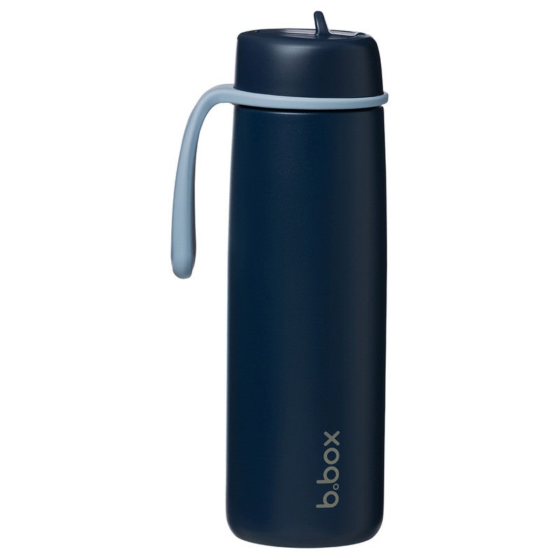 B.Box Insulated Flip Top Water Bottle with Straw | Stainless Steel | Leakproof & Cup Holder Friendly | BPA-Free | Keeps Drinks Cold up to 44 Hours | 690ml (23.3 fl oz)-Midnight - Image 1
