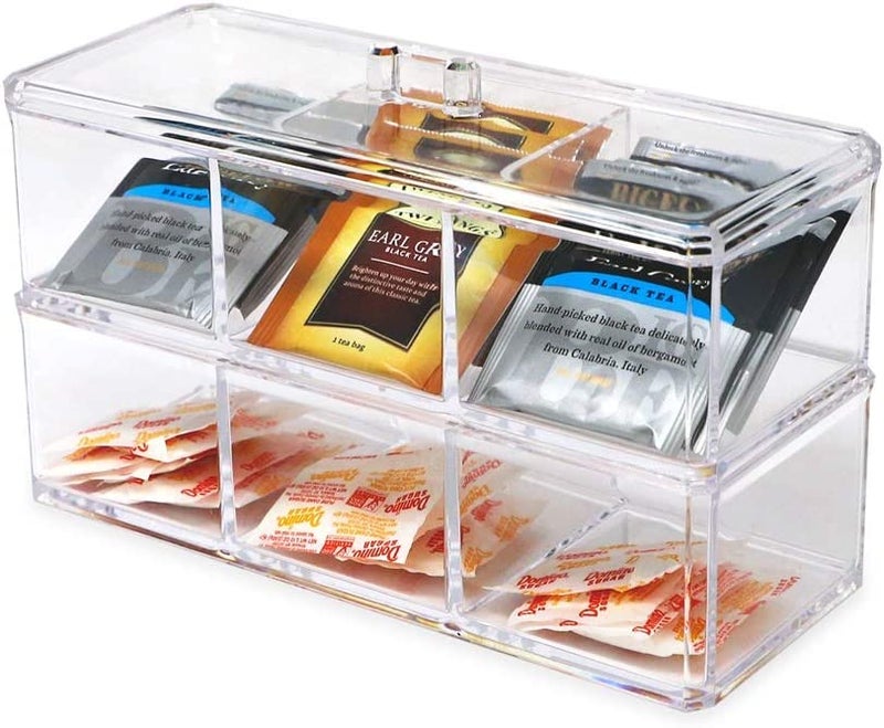 Snazzy Stackable Clear Plastic Organizer Drawers With Lid, 2 Piece Set, Organize Cosmetics and Beauty Supplies on a Vanity - Save Space Gadgets Jewelry Storage Box Display for Makeup - Image 2
