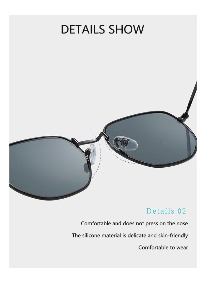 نظارات شمسية للنساء والرجال، حماية من الأشعة فوق البنفسجية، سداسية الشكل، تأتي مع حافظة للنظارات وقطعة قماش لتنظيف النظارات - Image 3