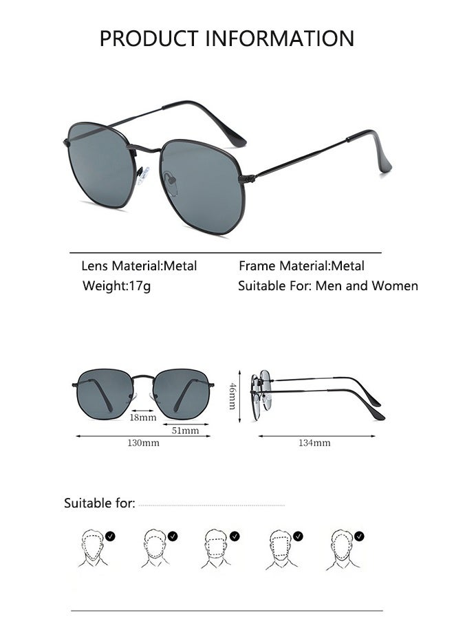 نظارات شمسية للنساء والرجال، حماية من الأشعة فوق البنفسجية، سداسية الشكل، تأتي مع حافظة للنظارات وقطعة قماش لتنظيف النظارات - Image 5