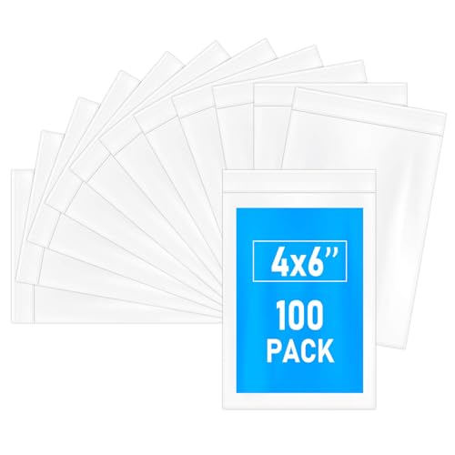 Cherodada 4" x 6" (100 pcs) 4 Mil Clear Reclosable Bags, Heavy Duty Small Plastic Clear Reclosable Poly Durable Zipper Bags - Image 1
