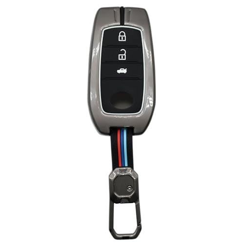 KMH Metal Key Cover Compatible with Toyota Fortuner, Legender, Innova Hycross, Invicto 3 Buttons Smart Keycover with Keychain Key Shell Case Holder Protector Accessories (Metallic) Pack of 1 - Image 4