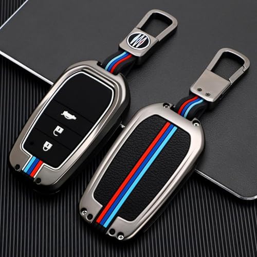 KMH Metal Key Cover Compatible with Toyota Fortuner, Legender, Innova Hycross, Invicto 3 Buttons Smart Keycover with Keychain Key Shell Case Holder Protector Accessories (Metallic) Pack of 1 - Image 1