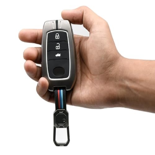 KMH Metal Key Cover Compatible with Toyota Fortuner, Legender, Innova Hycross, Invicto 3 Buttons Smart Keycover with Keychain Key Shell Case Holder Protector Accessories (Metallic) Pack of 1 - Image 2