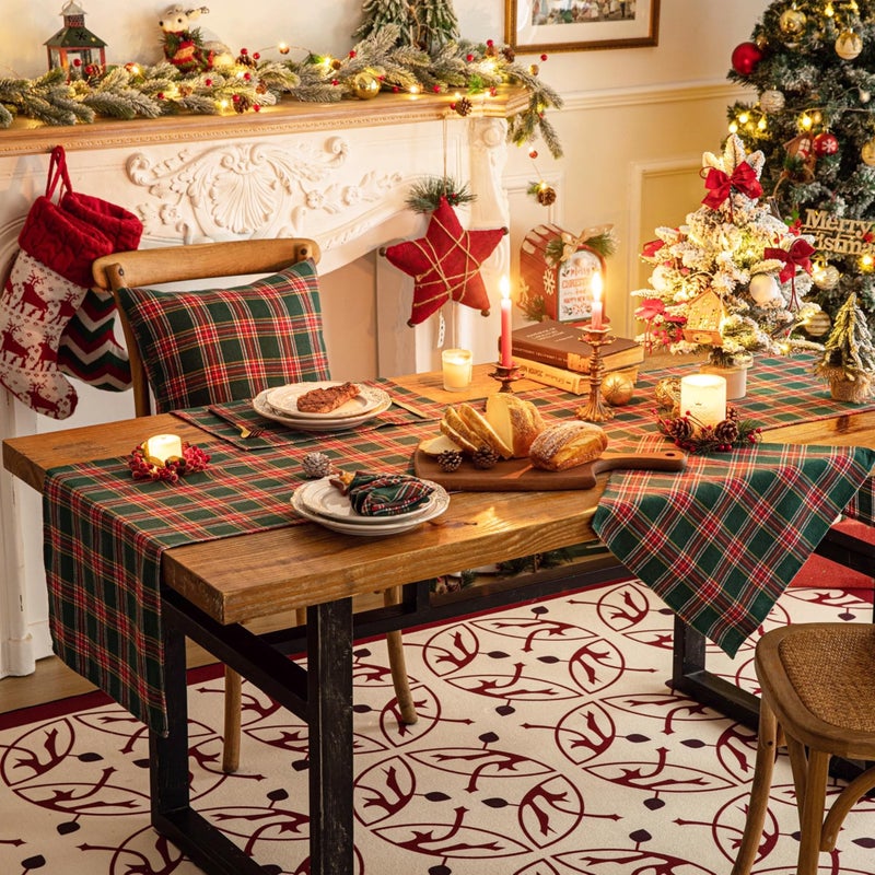 AQOTHES Green Red Plaid Christmas Table Runner, Winter Holiday Table Runners 72 inches Long, Xmas Decorations Indoor Outdoor Farmhouse Home Kitchen Dining Party Decor - Image 5