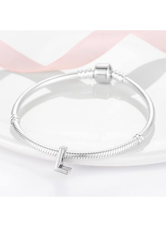 NIBEMINENT Initial Charms Fits Pandora Bracelet S925 Sterling Silver Letter Charms for Bracelets Alphabet A-Z Letters Bead Bracelet for Women Birthday Ceremony Charm Bracelets Necklace Pendent Anklet DIY Jewelry  - Image 2