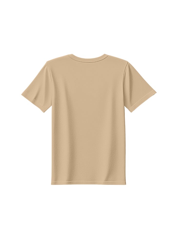 بيفت خيوط تي شيرت عادي رقبة مستديرة - بيج (XL ، بولي قطن ، بانتون P 26-1 C ، طقم من 01 قطعة) - Image 2