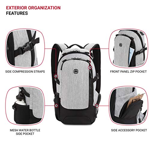 SwissGear 3598 Backpack Narrow Daypack, Light Grey/Heather, 18-Inch - Image 3