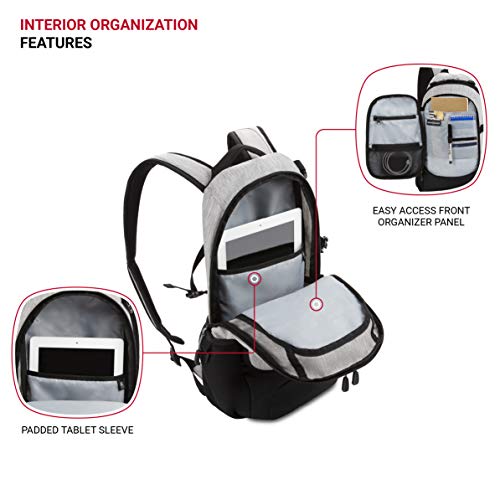 SwissGear 3598 Backpack Narrow Daypack, Light Grey/Heather, 18-Inch - Image 4