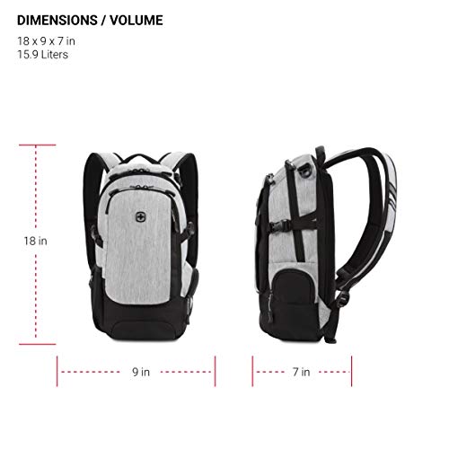 SwissGear 3598 Backpack Narrow Daypack, Light Grey/Heather, 18-Inch - Image 5