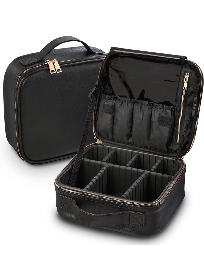 Fosmon Fosmon Professional Makeup Train Case for Cosmetics & Brushes, Travel Organizer Bag with Divider & Carry Handle for Toiletries Camera Lens Accessories 