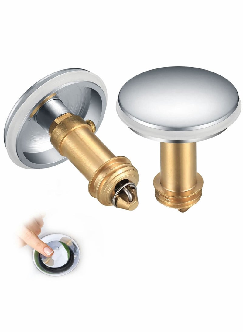 SYOSI Pop Up Click Clack Sprung Plug Stopper, Brass Bathroom Wash Basin Sink Drain Plug Stopper, Waste Sink Drain Strainer Plugs Pop-up for Washbasin Kitchen Bathroom 38mm（2 Pcs ） - Image 1