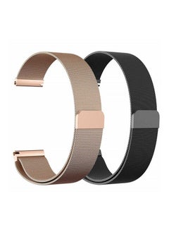 2-Piece Milanese Loop Strap Band Set For Samsung Gear S3 Classic/Frontier Rose Gold/Black