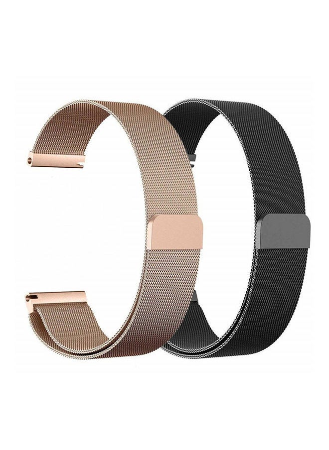 NIBEMINENT - 2-Piece Milanese Loop Strap Band Set For Samsung Gear S3 Classic/Frontier Rose Gold/Black - Image 1