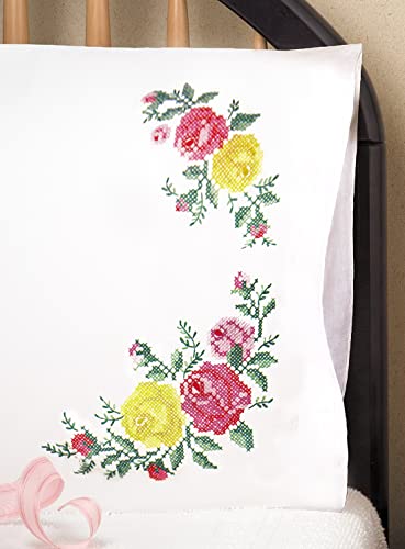 Tobin Stamped Pillowcase Pair for Embroidery, 20 by 30-Inch, Rose Classic - Image 4