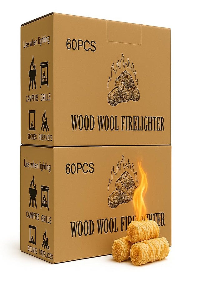 SUNLIFER 120 PCS Fire Starter – Natural Wax & Sawdust Wood Igniters for Grill, Fireplace, Camping Accessories, BBQ, and Cooking – All-Weather, 10 Min Burn - Image 1