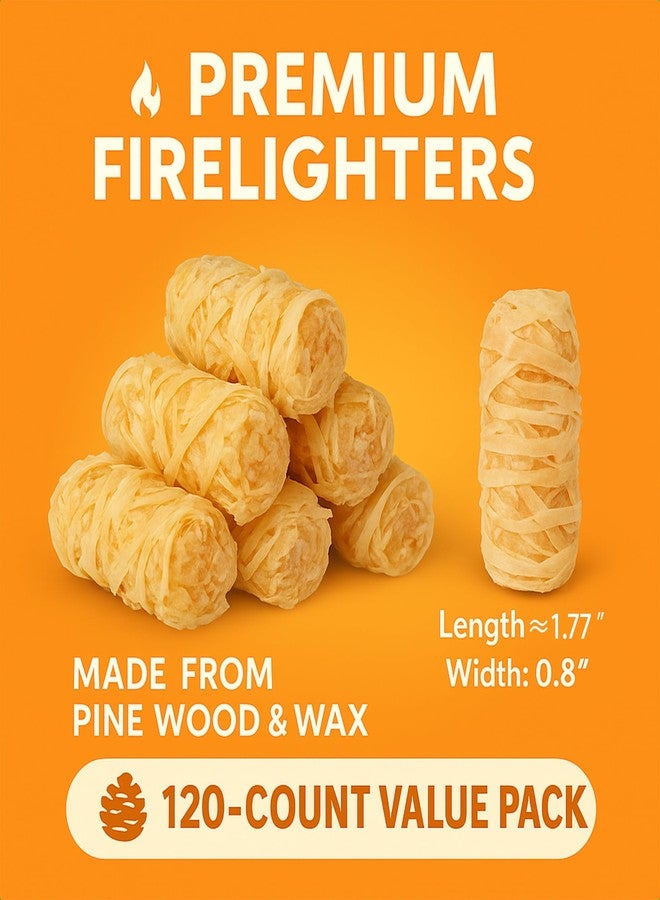 SUNLIFER 120 PCS Fire Starter – Natural Wax & Sawdust Wood Igniters for Grill, Fireplace, Camping Accessories, BBQ, and Cooking – All-Weather, 10 Min Burn - Image 4