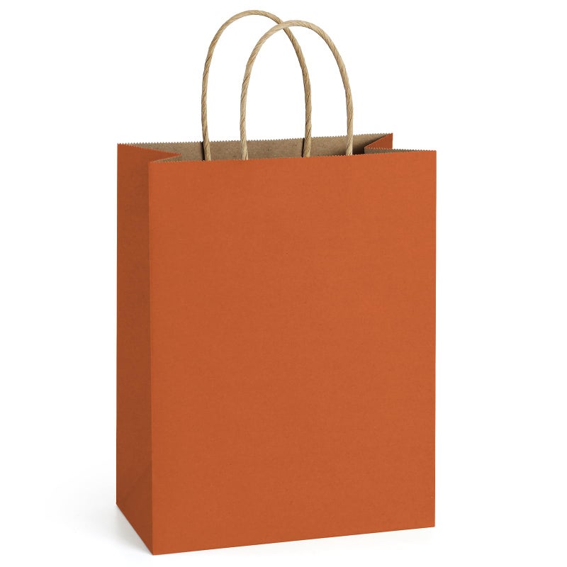 BagDream Gift Bags 8x425x105 IN 100Ct Kraft Paper Gift Bags with Handles Bulk Halloween Party Favor Retail Shopping Craft Bags Orange