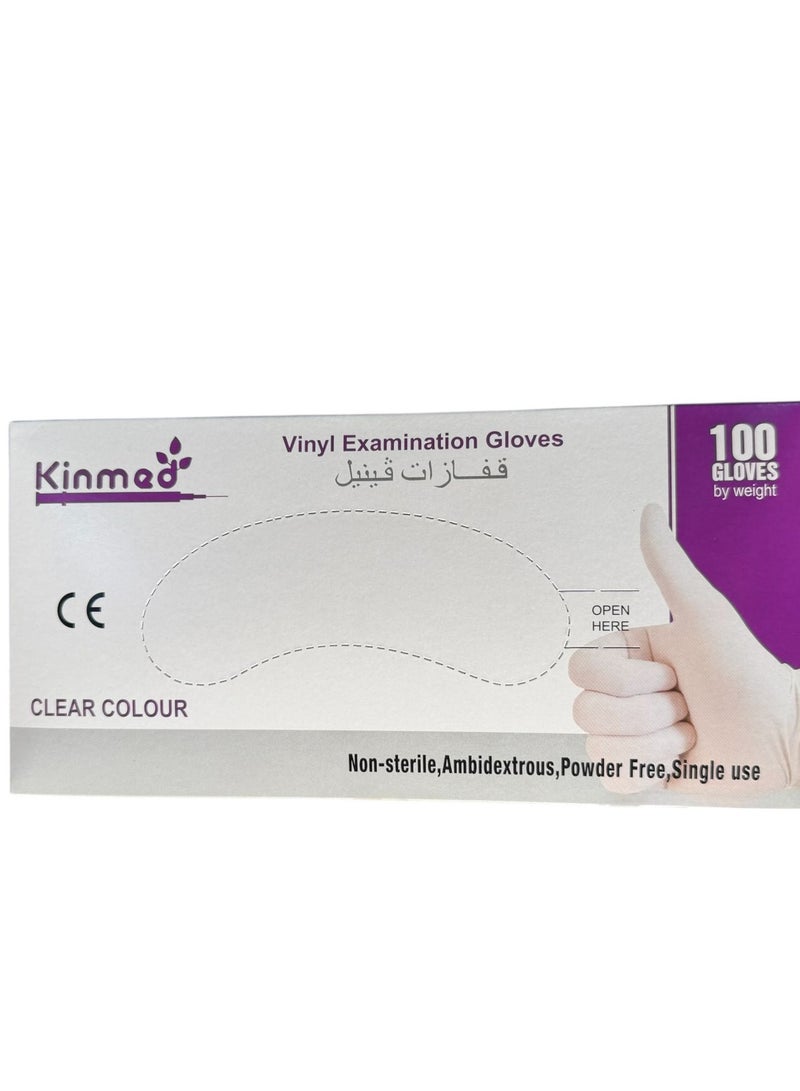 Kinmed Disposable vinyl inspection gloves,  large (L) size (100 gloves), powder-free - Image 3