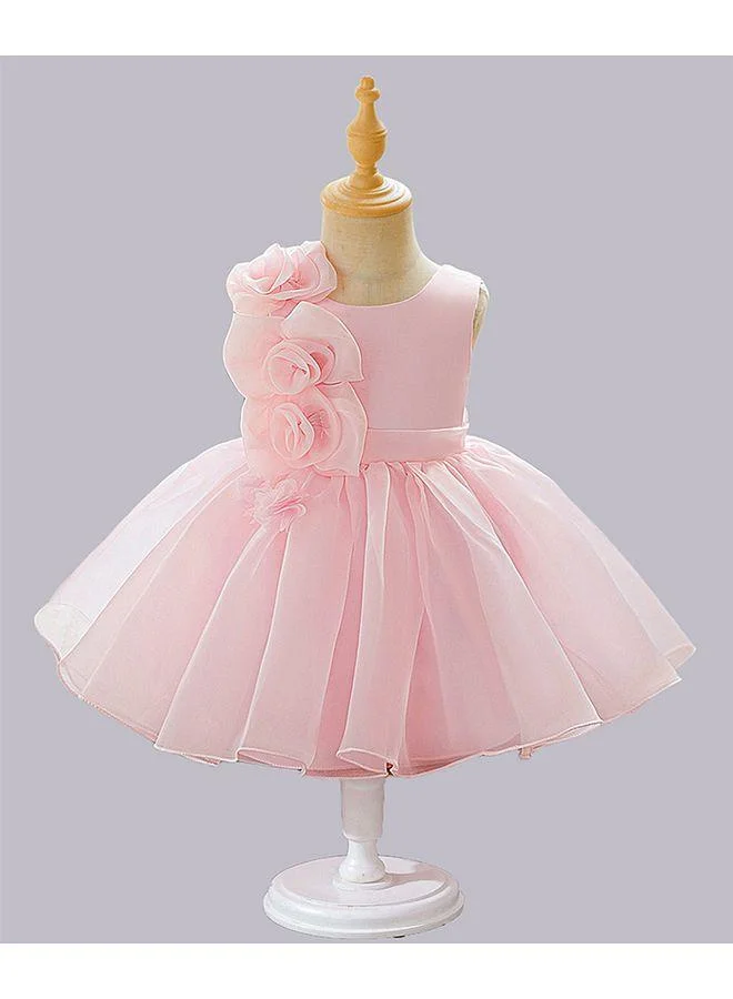 Mark & Mia Mark & Mia Flower Detailed Embellished Sleeveless Frock - Pink