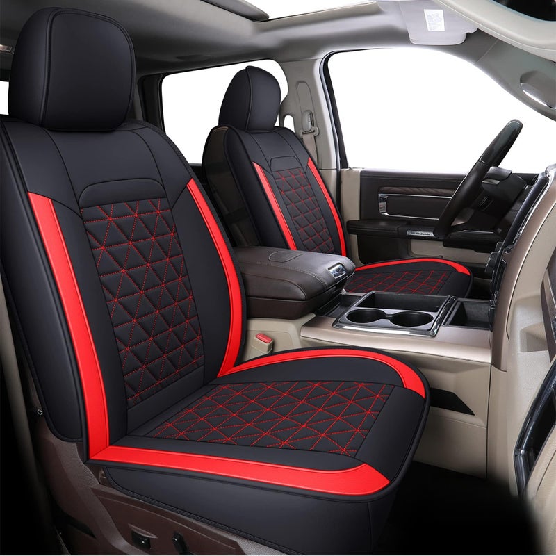 Coverado Seat Covers for Dodge Ram Waterproof Front Car Seat Covers for Truck Compatible with 20022025 Dodge Ram 1500 2500 3500 Crew Double Mega Quad CabRed