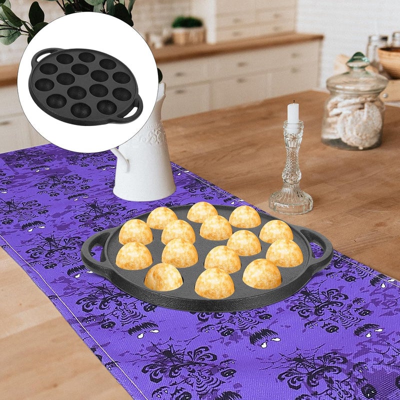 Casting Iron Thickened Snail Pan Meatball Cooking Pan 15-Hole Multifunction Frying Skillet Household Cookware for Meatball and Snail Dishes - Image 3