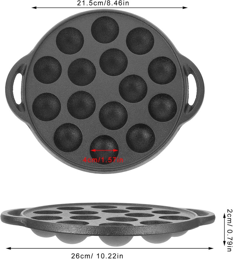 Casting Iron Thickened Snail Pan Meatball Cooking Pan 15-Hole Multifunction Frying Skillet Household Cookware for Meatball and Snail Dishes - Image 2