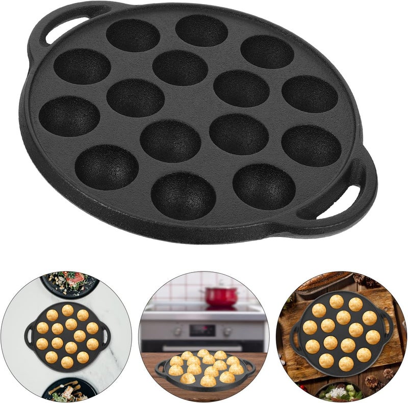 Casting Iron Thickened Snail Pan Meatball Cooking Pan 15-Hole Multifunction Frying Skillet Household Cookware for Meatball and Snail Dishes - Image 5