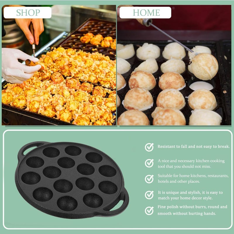 Casting Iron Thickened Snail Pan Meatball Cooking Pan 15-Hole Multifunction Frying Skillet Household Cookware for Meatball and Snail Dishes - Image 4