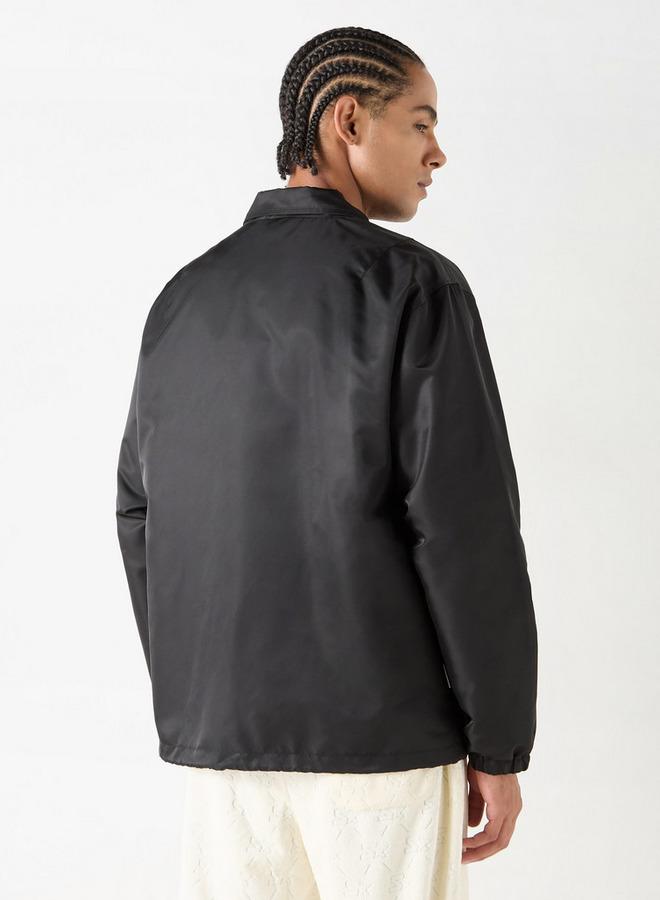 Starter Logo Detail Collared Biker Jacket with Long Sleeves and Pockets - Image 3
