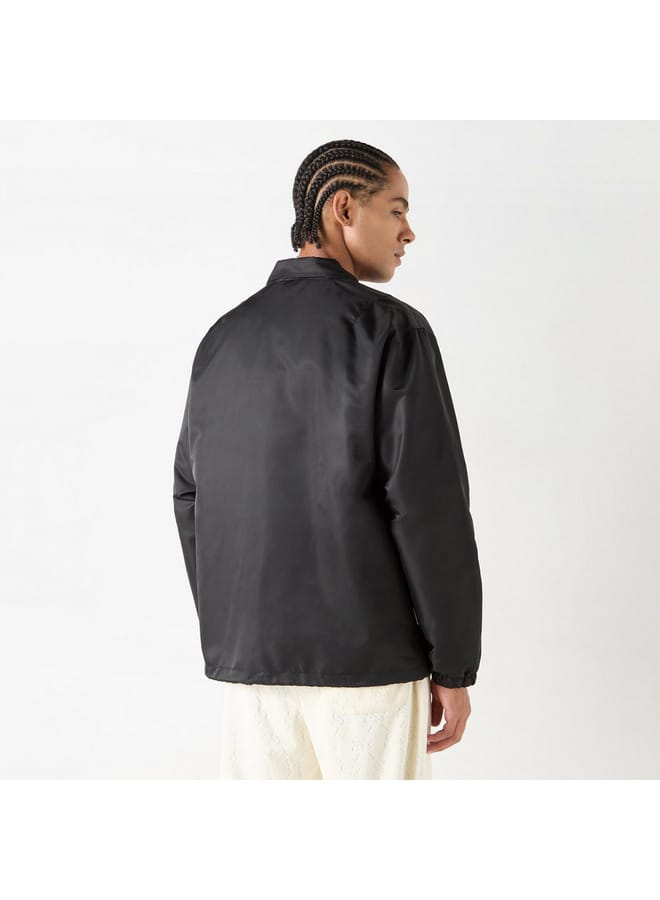 STARTER Starter Logo Detail Collared Biker Jacket with Long Sleeves and Pockets  - Image 3