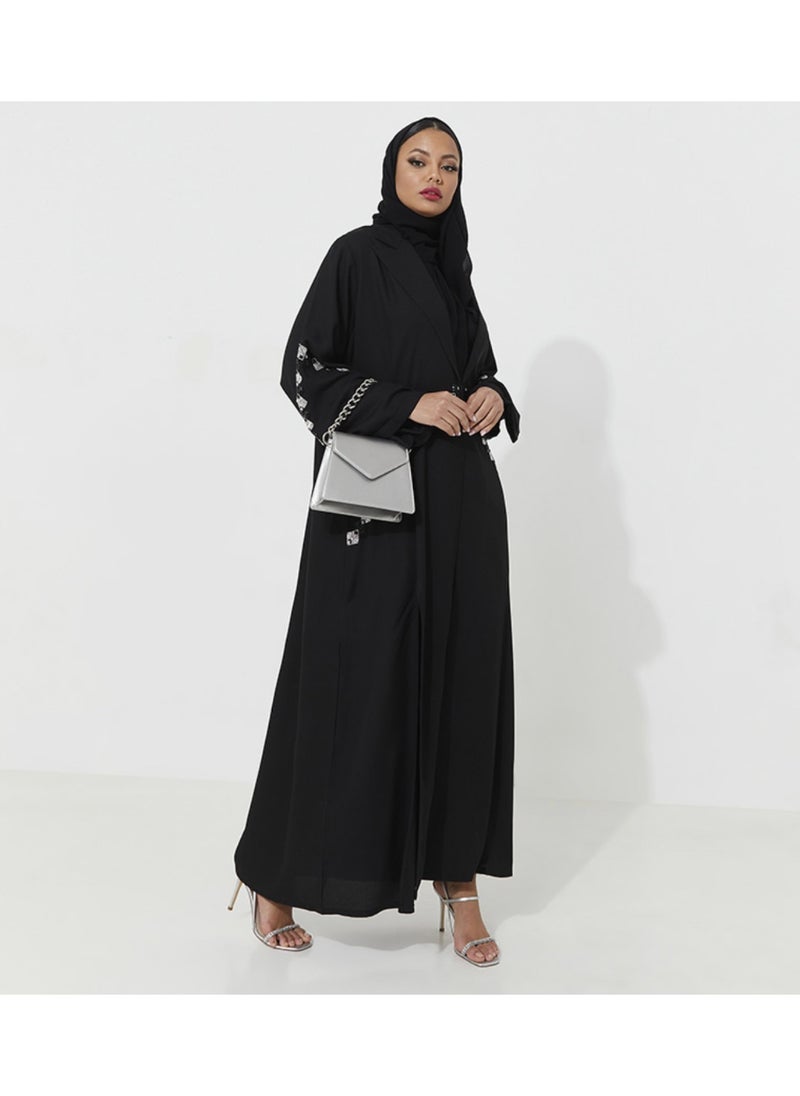 Rosette Abaya Abaya with embroidery wide sleeves  - Image 2