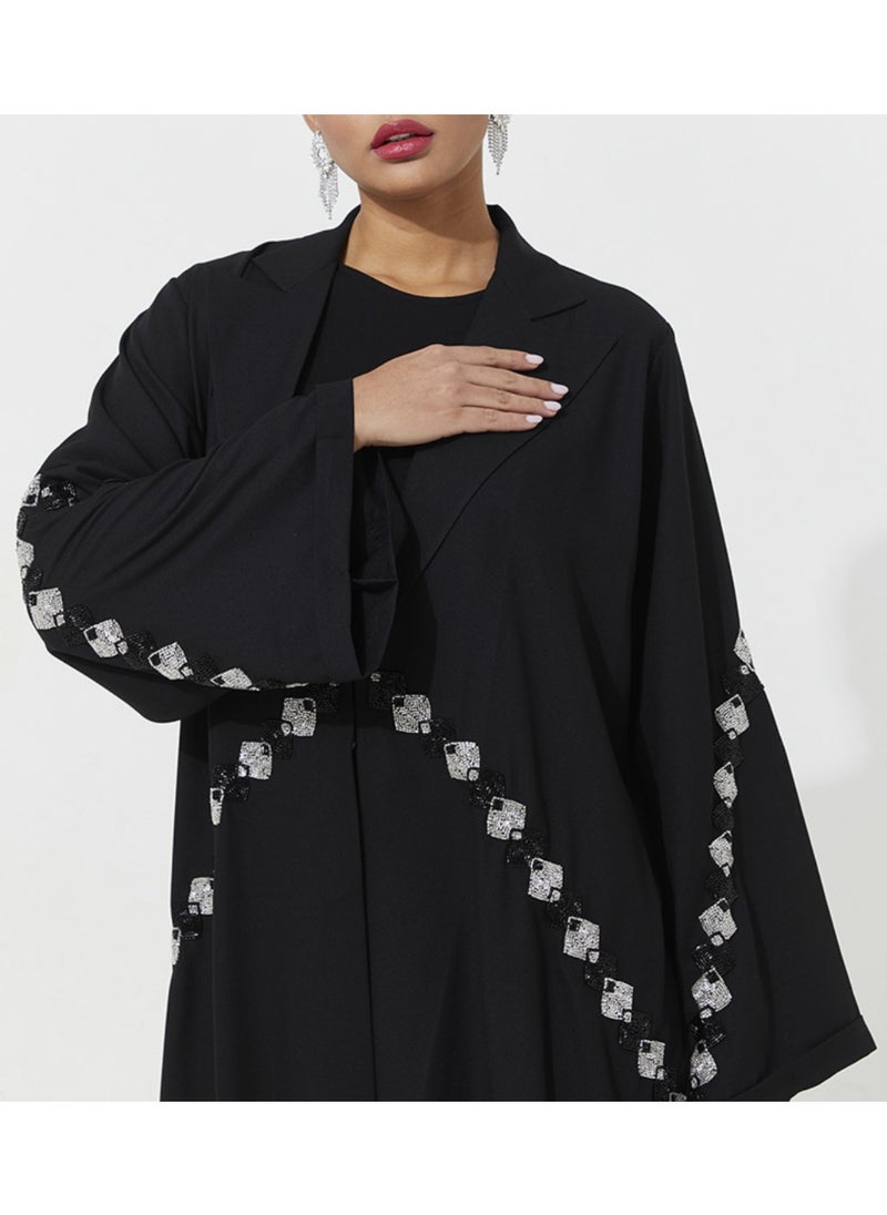 Rosette Abaya Abaya with embroidery wide sleeves  - Image 4